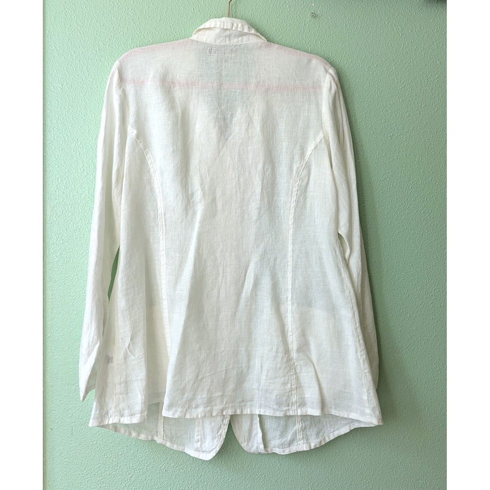 FLAX White Linen Boyfriend Blazer Milk S Minimalist Lagenlook Resortwear NWT - Picture 2 of 13